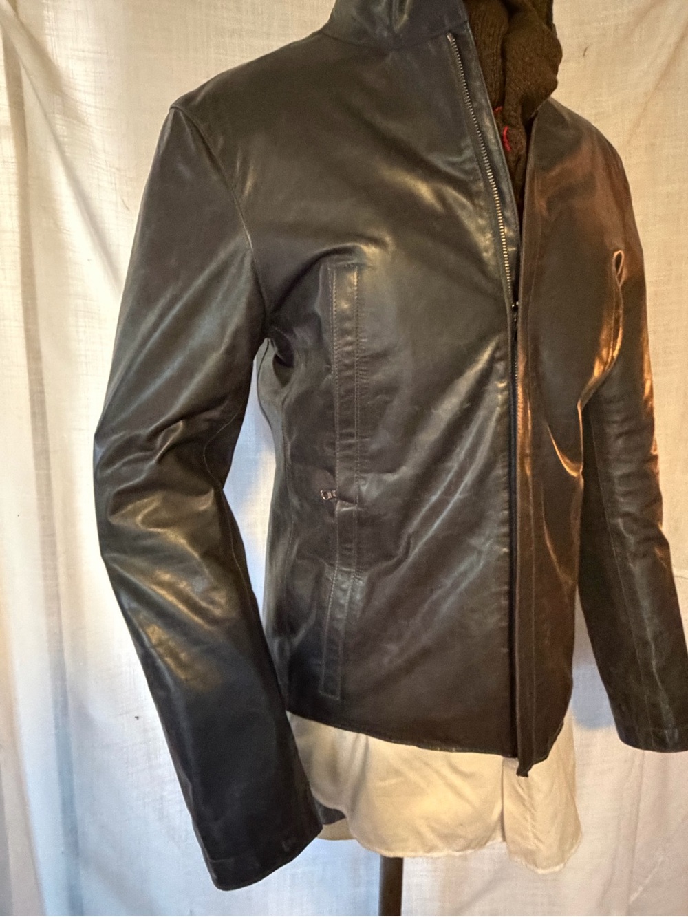 MO851 made in Canada S Men's gray Leather Zip-Front Jacket